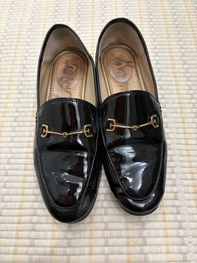 Sam Edelman Black Patent Leather Horsebit Loafers